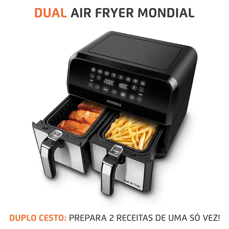 Fritadeira Air Fryer Dual Cesto Duplo 8L Mondial 2200W - AFD-01-BI - 02