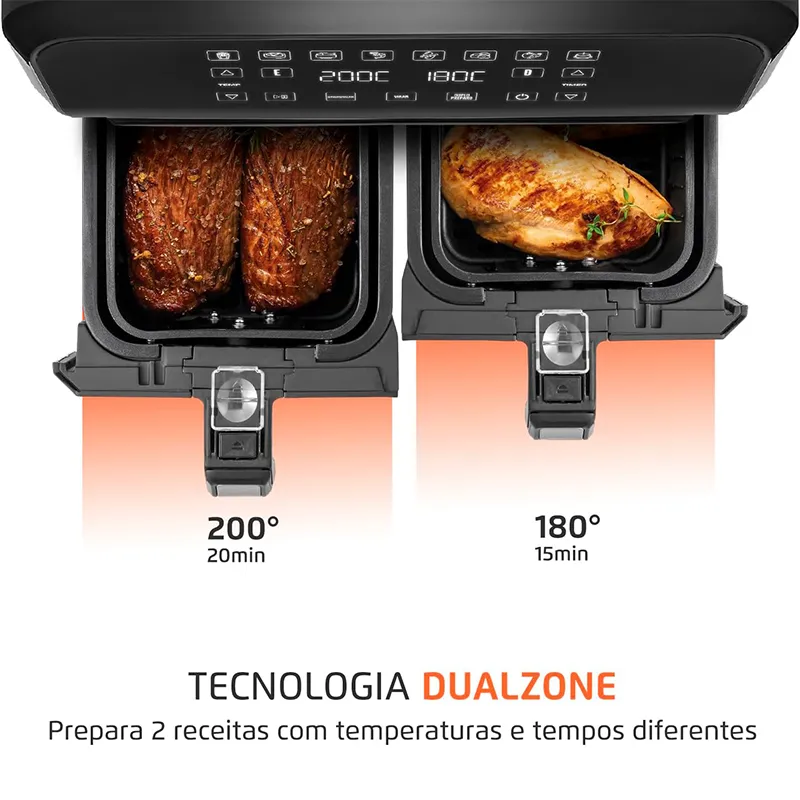 Fritadeira Air Fryer Dual Cesto Duplo 8L Mondial 2200W - AFD-01-BI - 03