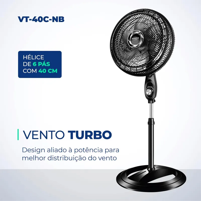 Ventilador de Coluna Mondial Turbo Ventilador de Pe Ventilador de Chao - VT-40C-NB - 02