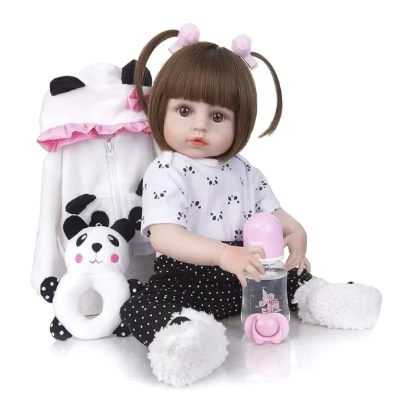 Bebê Reborn Boneca 100% Silicone (48cm Boneca Panda) Brastoy - 01