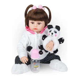 Bebê Reborn Panda Boneca Realista de Silicone Original 48cm - 01